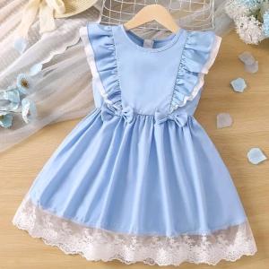 Baby Blue Ruffled Lace Dress